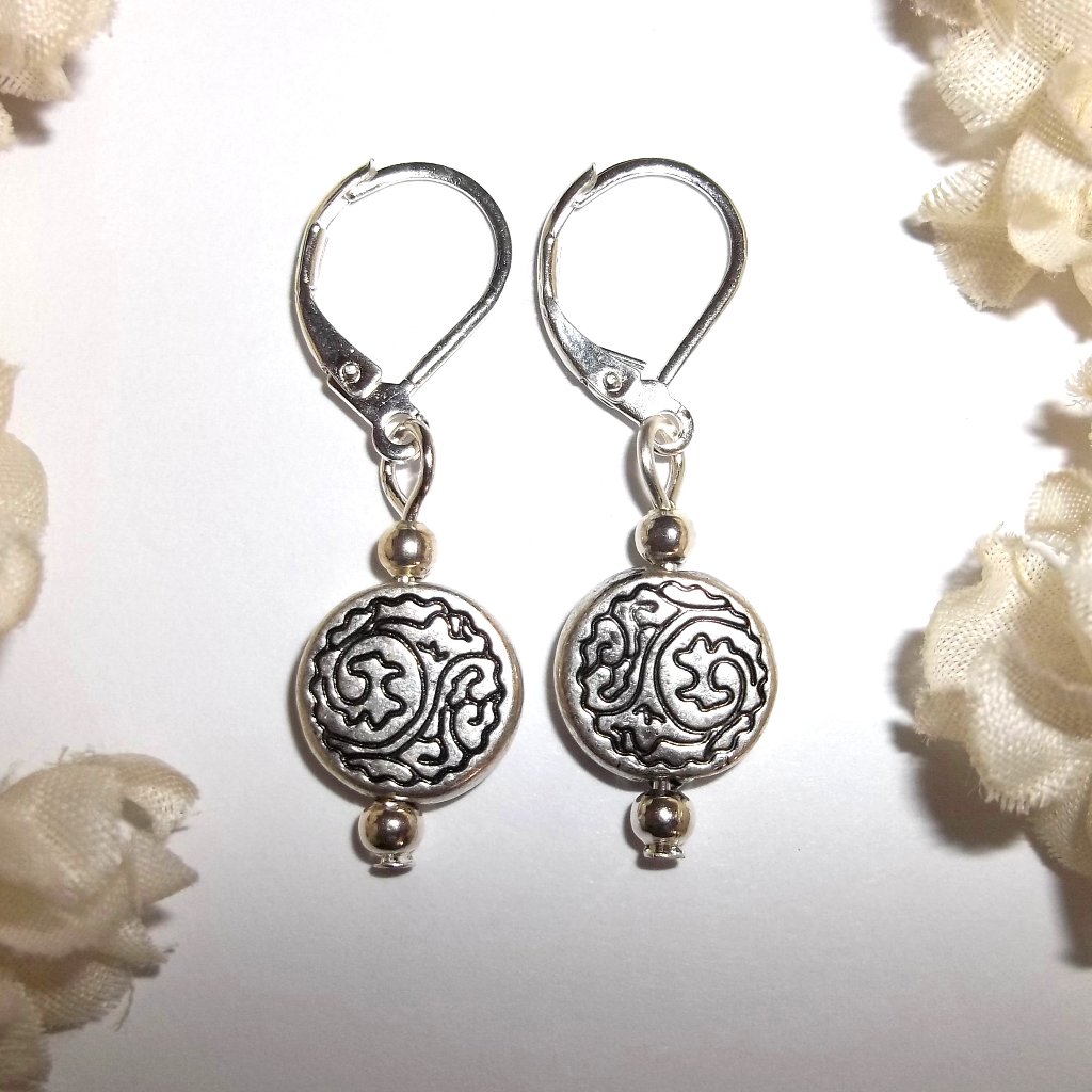 Minimalist Earrings Silver And Black Circle Boho Style Set Pair Dangle Drop D111 20$